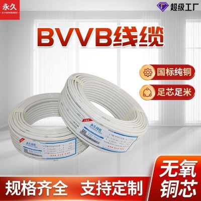 BVVB護(hù)套線國(guó)標(biāo)兩芯三芯2.5/4平方銅芯電線家裝工程電 線硬護(hù)套線