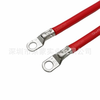銅鼻子線汽車電瓶線紅黑搭鐵線 大電流特軟硅膠線束40A 50A 100A