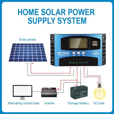 12V24V太陽能板控制器MPPT自動穩(wěn)壓器10A100A系統(tǒng)連磷酸鋰電通用