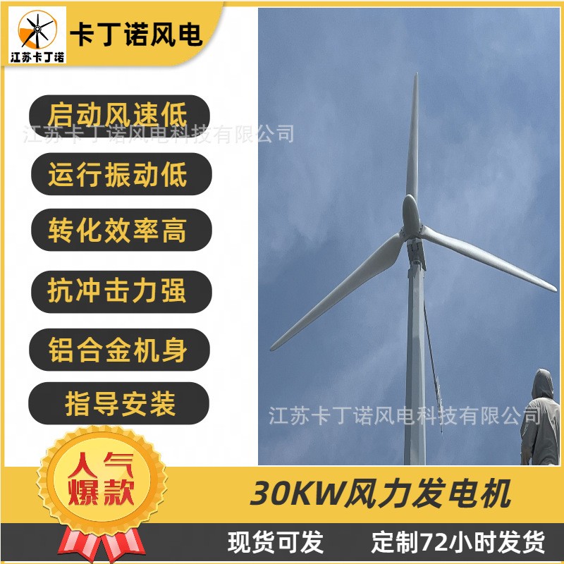 廠家直銷 定制30KW水平軸風(fēng)力發(fā)電機(jī) 并網(wǎng)送控制器家用發(fā)電機(jī)